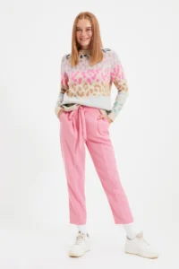 TRENDYOLMİLLA Stone Soft textured Leopard Patterned Knitwear Sweater - Image 2