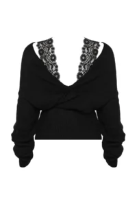 TRENDYOLMİLLA Black Double breasted Lace Garnili Knitwear Sweater - Image 12