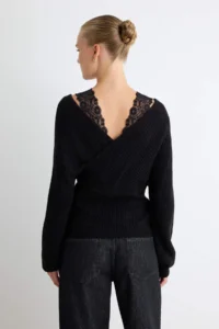 TRENDYOLMİLLA Black Double breasted Lace Garnili Knitwear Sweater - Image 4
