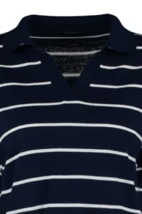 TRENDYOLMİLLA NAVY BLUE Striped Polo Shirt Collar Knitwear Sweater - Image 8