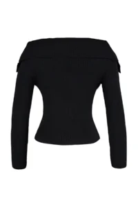 TRENDYOLMİLLA Black Carmen Collar Knitwear Sweater - Image 6