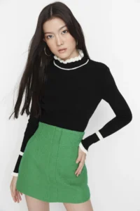 TRENDYOLMİLLA Black Color Bloklu Knitwear Sweater