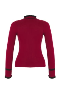 TRENDYOLMİLLA Burgundy Fitted Color Bloklu Knitwear Sweater - Image 6