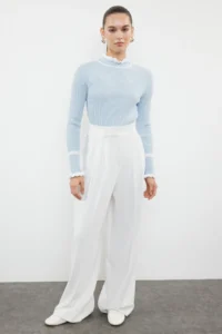 TRENDYOLMİLLA Light BLUE Color Bloklu Knitwear Sweater - Image 2