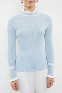 TRENDYOLMİLLA Light BLUE Color Bloklu Knitwear Sweater - Image 3