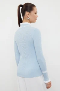 TRENDYOLMİLLA Light BLUE Color Bloklu Knitwear Sweater - Image 5
