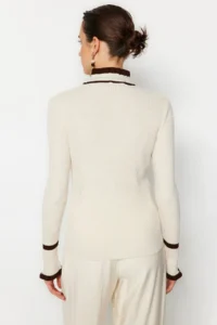 TRENDYOLMİLLA Stone Fitted Color Bloklu Knitwear Sweater - Image 4