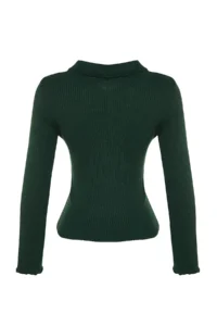 TRENDYOLMİLLA Emerald Green Polo Shirt Collar Knitwear Sweater - Image 8