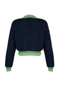 TRENDYOLMİLLA NAVY BLUE Crop College Themed Knitwear Sweater - Image 6