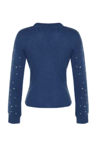 TRENDYOLMİLLA BLUE Pearl Detailed Crew Neck Knitwear Sweater - Image 11