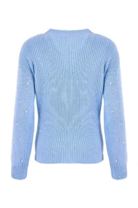 TRENDYOLMİLLA Light BLUE Pearl Detailed Crew Neck Knitwear Sweater - Image 6