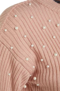 TRENDYOLMİLLA Powder PINK Pearl Detailed Crew Neck Knitwear Sweater - Image 7