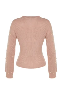 TRENDYOLMİLLA Powder PINK Pearl Detailed Crew Neck Knitwear Sweater - Image 8