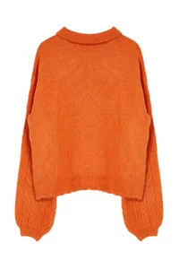 TRENDYOLMİLLA Orange Wide Pattern Soft textured Braided Knitwear Sweater - Image 7