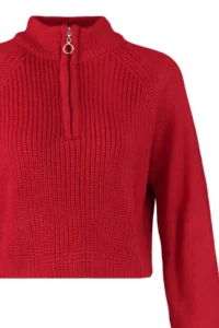 TRENDYOLMİLLA Red Crop Zippered High Neck Basic Knitwear Sweater - Image 7