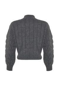 TRENDYOLMİLLA Anthracite Crop High Neck Knitwear Sweater - Image 8