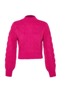 TRENDYOLMİLLA Fuchsia Crop High Neck Knitwear Sweater - Image 7