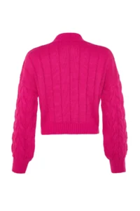 TRENDYOLMİLLA Fuchsia Crop High Neck Knitwear Sweater - Image 9