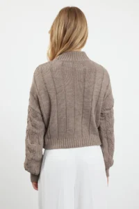 TRENDYOLMİLLA Mink Crop High Neck Knitwear Sweater - Image 5