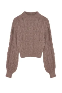 TRENDYOLMİLLA Mink Crop High Neck Knitwear Sweater - Image 6