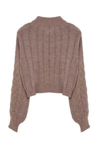 TRENDYOLMİLLA Mink Crop High Neck Knitwear Sweater - Image 7