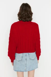 TRENDYOLMİLLA Red Crop High Neck Knitwear Sweater - Image 5