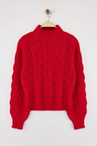TRENDYOLMİLLA Red Crop High Neck Knitwear Sweater - Image 6