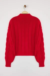 TRENDYOLMİLLA Red Crop High Neck Knitwear Sweater - Image 7