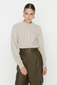 TRENDYOLMİLLA Stone Crop High Neck Knitwear Sweater - Image 2
