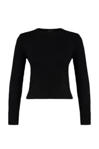 TRENDYOLMİLLA Black Basic Fitted Ribbed Knitwear Sweater - Image 6