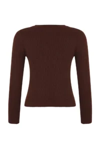 TRENDYOLMİLLA Brown Basic Ribbed Knitwear Sweater - Image 6