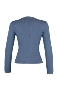 TRENDYOLMİLLA Indigo Basic Ribbed Knitwear Sweater - Image 6