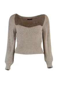 TRENDYOLMİLLA Mink Crop Heart Collar Knitwear Sweater - Image 6