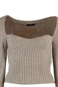 TRENDYOLMİLLA Mink Crop Heart Collar Knitwear Sweater - Image 7
