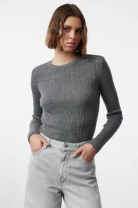 TRENDYOLMİLLA Anthracite-Beige 2 Sets Paket Knitwear Sweater - Image 2