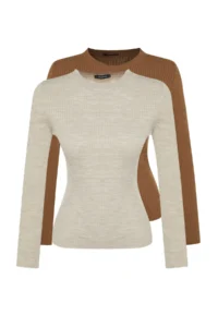 TRENDYOLMİLLA Brown-Stone 2 Sets Paket Knitwear Sweater - Image 7