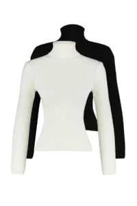 TRENDYOLMİLLA Black-WHITE 2 Sets Paket Knitwear Sweater
