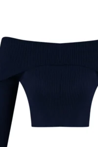 TRENDYOLMİLLA NAVY BLUE Super Crop Carmen Collar Knitwear Sweater - Image 8
