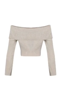 TRENDYOLMİLLA Stone Super Crop Carmen Collar Knitwear Sweater - Image 6