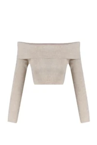 TRENDYOLMİLLA Stone Super Crop Carmen Collar Knitwear Sweater - Image 7