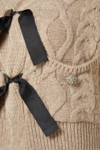 TRENDYOLMİLLA Beige Soft textured Ribbon/Bow Detailed Hair Knitting Knitwear Sweater - Image 8