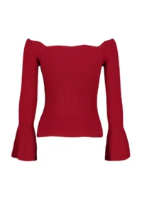 TRENDYOLMİLLA Red Fitted Carmen Collar Knitwear Sweater - Image 8