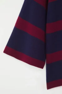 TRENDYOLMİLLA Burgundy Polo Shirt Collar Basic Striped Knitwear Sweater - Image 6
