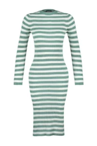 TRENDYOLMİLLA MINT Midi Knitwear Basic Striped Dress - Image 6