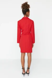 TRENDYOLMİLLA Red Jacket Collar Mini Weaving Dress - Image 10