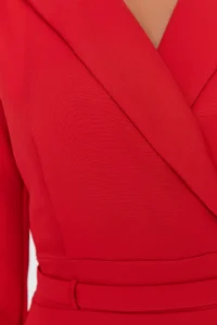 TRENDYOLMİLLA Red Jacket Collar Mini Weaving Dress - Image 9