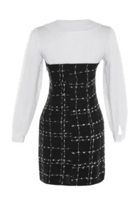TRENDYOLMİLLA Black Plaid/Checkered A-Cut/Life Form Short / Mini Weaving Dress - Image 13
