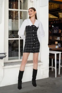 TRENDYOLMİLLA Black Plaid/Checkered A-Cut/Life Form Short / Mini Weaving Dress - Image 5