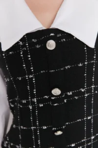 TRENDYOLMİLLA Black Plaid/Checkered A-Cut/Life Form Short / Mini Weaving Dress - Image 9