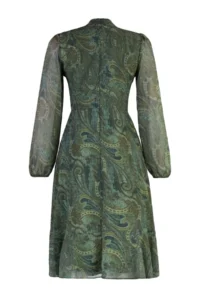 TRENDYOLMİLLA Green Shawl Patterned A-Cut/Life Form Midi Weaving Siphon Dress - Image 8
